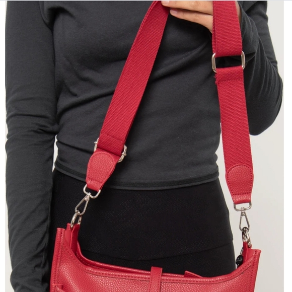 Silver Long Canvas and PU Leather Adjustable Buckle Replacement Strap - Picture 5 of 6